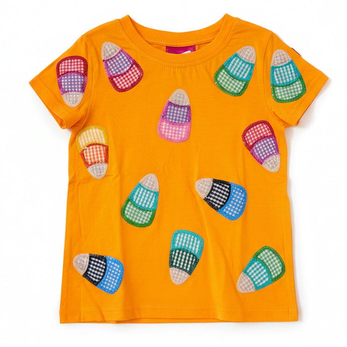 Light Orange Gingham Candy Corn Tee - Kid's