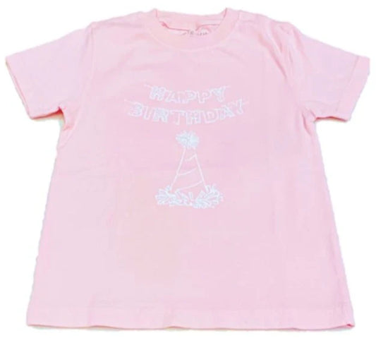 Mustard & Ketchup Kids Short Sleeve Pink Happy Birthday T-Shirt