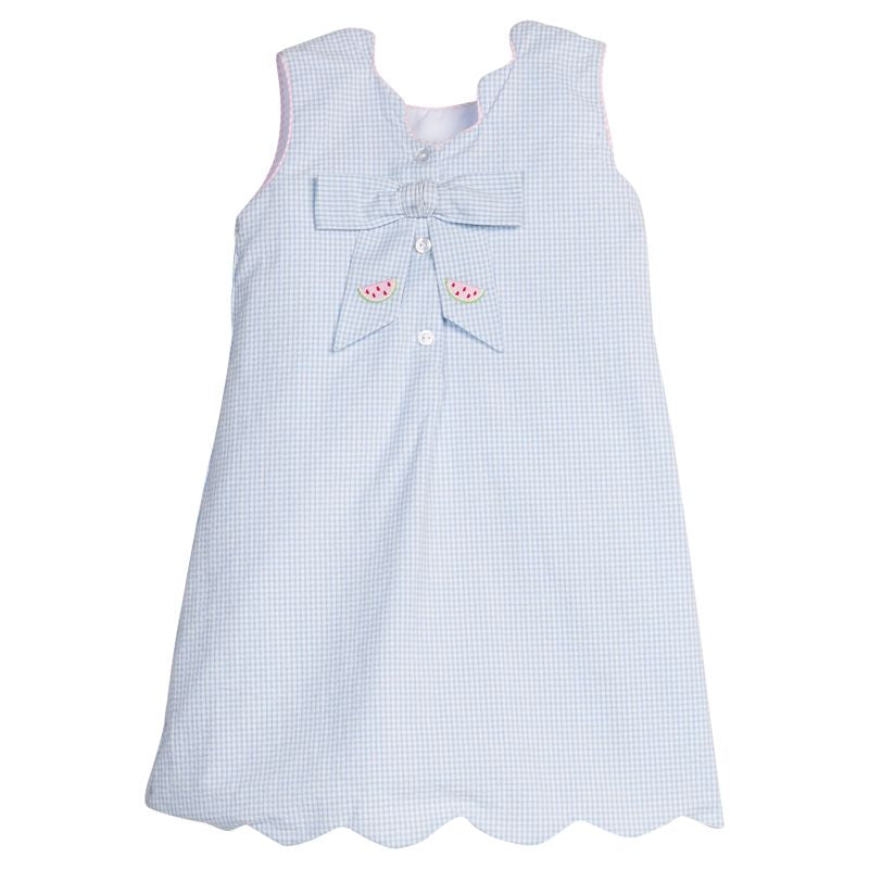 Little English Embroidered Bow Back Dress- Watermelon