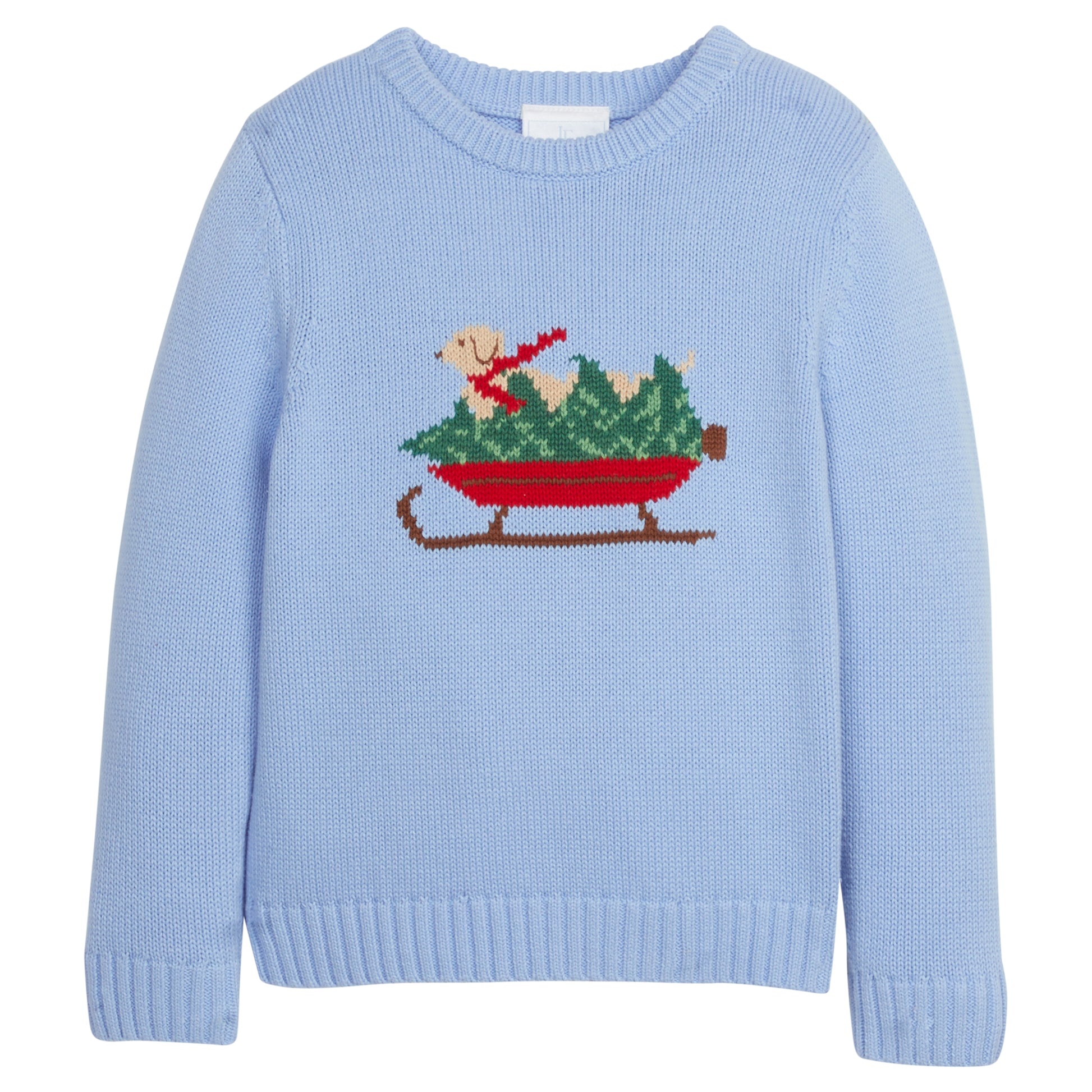 Little English Intarsia Sweater- Blue Holiday Lab