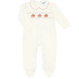 Nellapima Ivory Pumpkin Patch Embroidered Footie