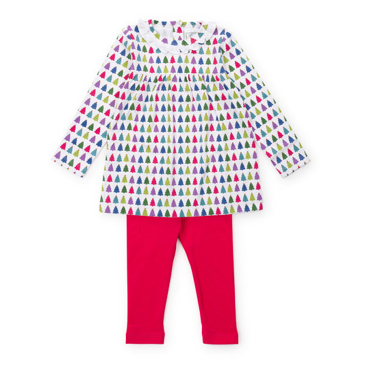 Lila and Hayes Ivy Set Girls' Legging Set - Christmas Tree Bright