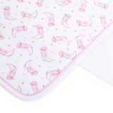 Magnolia Baby Darling Cowboy Boots Printed Burp Cloth- Pink