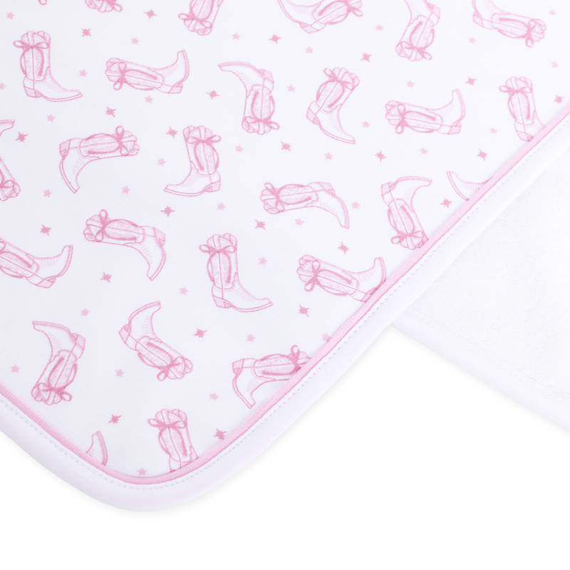 Magnolia Baby Darling Cowboy Boots Printed Burp Cloth- Pink