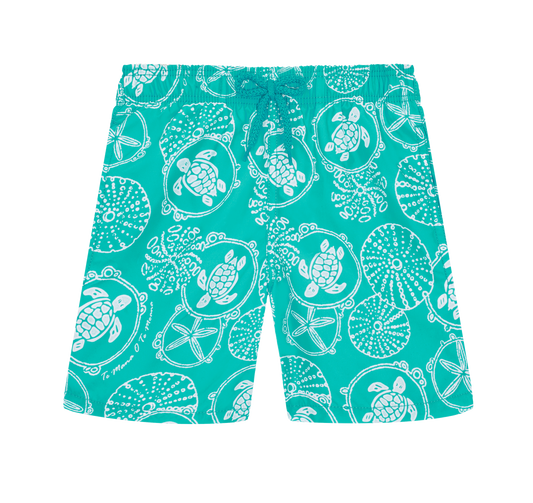 Vilebrequin Disco Green Turtles and Starfish Swim Trunks 