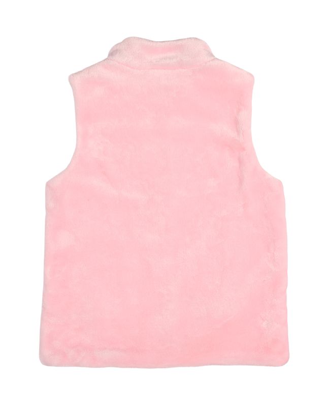 Plush Fleece Zip Up Vest- Pink
