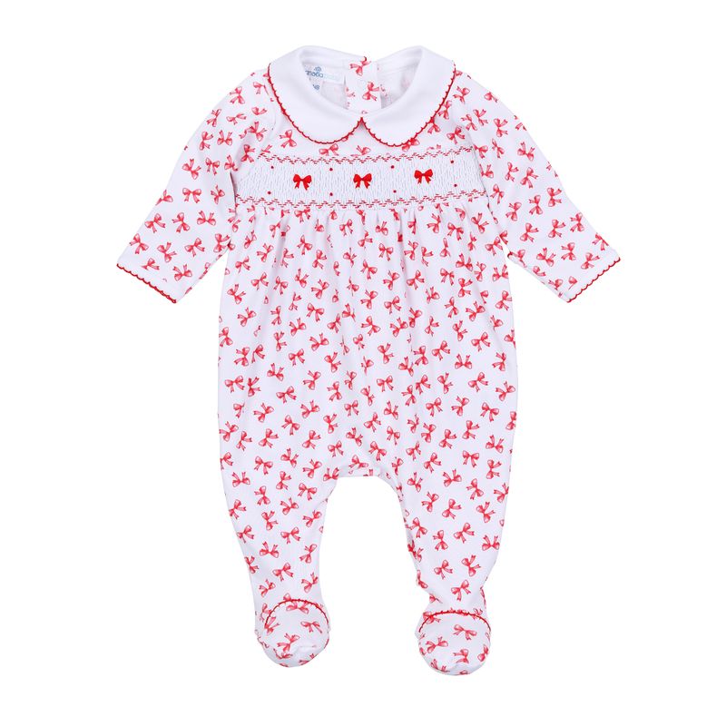 Magnolia Baby Scarlett Bows Smocked Collared Footie