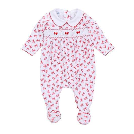 Magnolia Baby Scarlett Bows Smocked Collared Footie