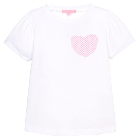 Bisby Essential Tee- Pink Seersucker Heart