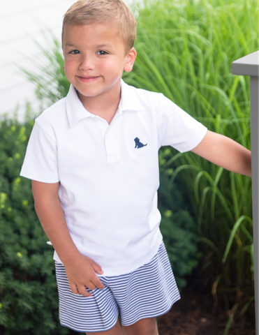 Navy and White Stripe Knit Conrad Shorts