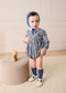 Draycott Check Peter Pan Collar Long Sleeve Romper in Blue