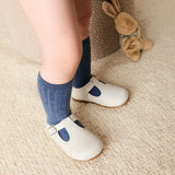 T-Bar Leather Baby Shoes in Ivory