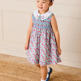 Emilia Floral Embroidered Collar Sleeveless Dress in Red