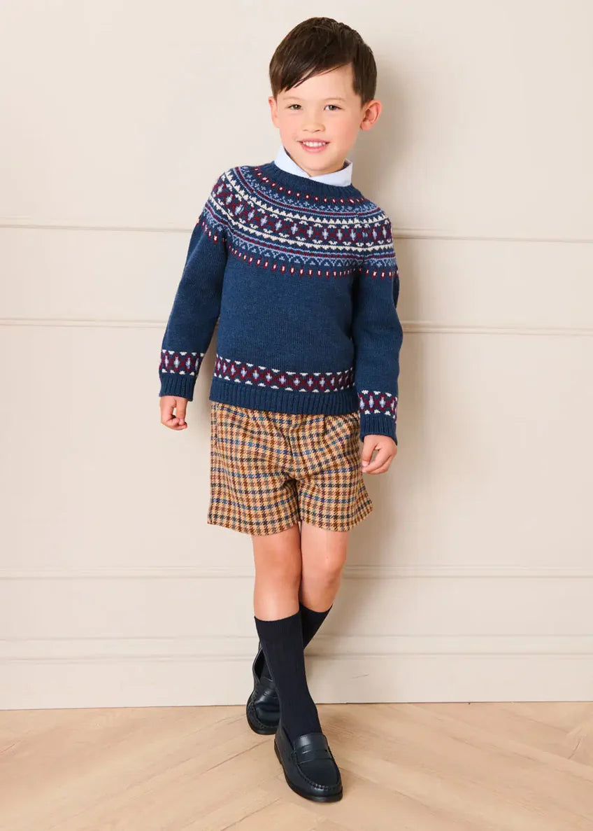 Fair Isle Jacquard Jumper in Navy