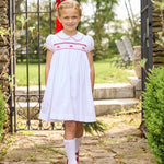 Little English Smocked Louisa Dress- Red Bow