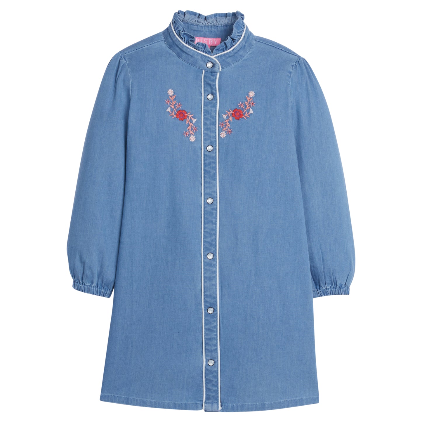 BISBY Jen Dress- Chambray and Thistle Embroidery