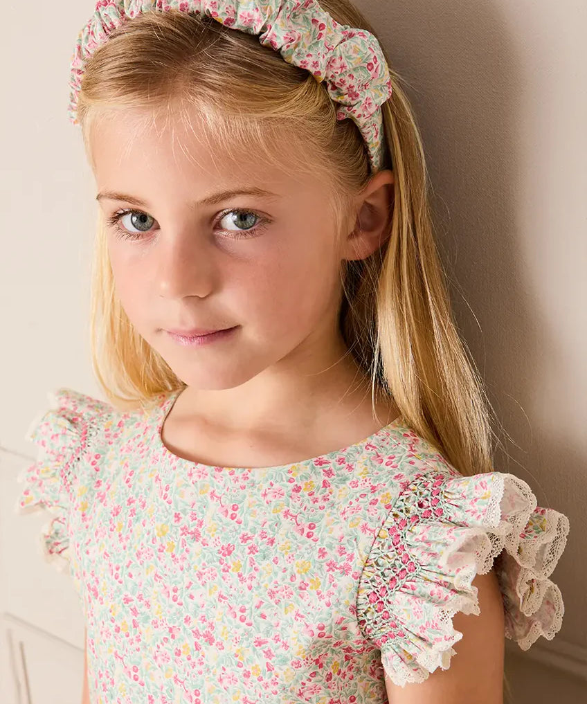 Adelaide Floral Scrunchie Hairband in Pink