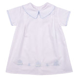 White Day Gown with Embroidered Sailboats