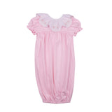 Pink Knit Sack - Embroidered Flowers