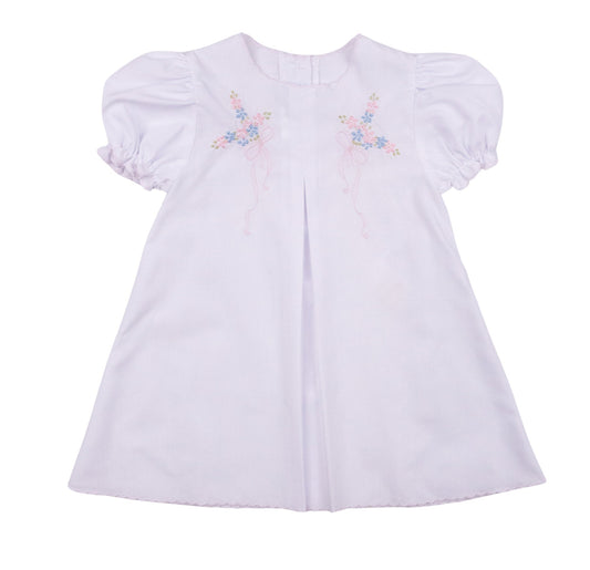 White Baby Dress With Pink Bows