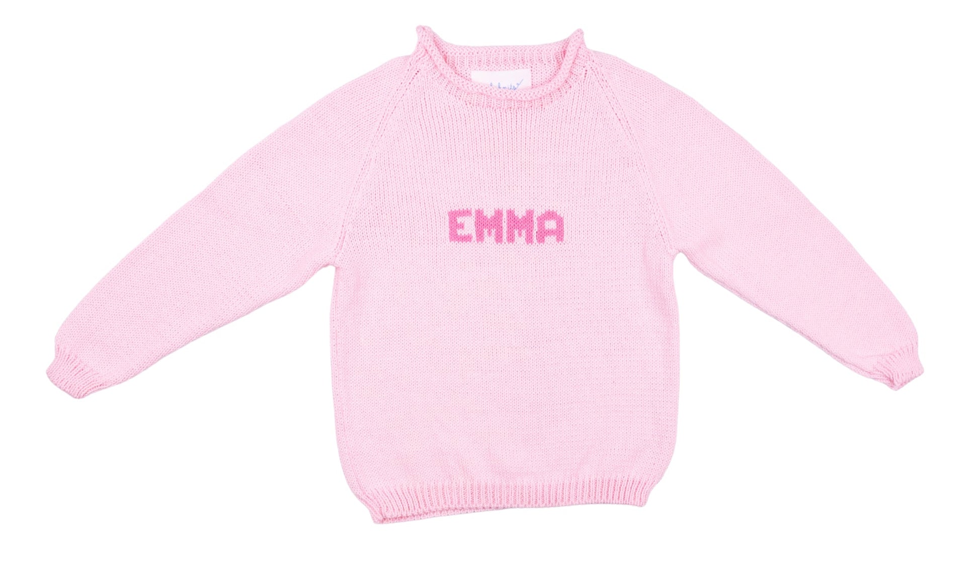 MJK Knits Name Sweater - Light Pink and Bright Pink