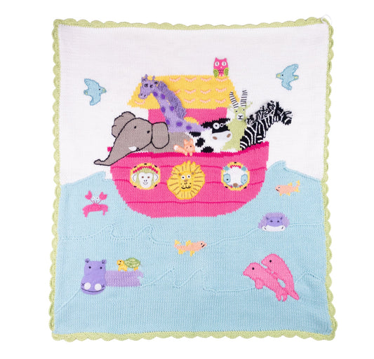 Noah's Ark Baby Blanket- White