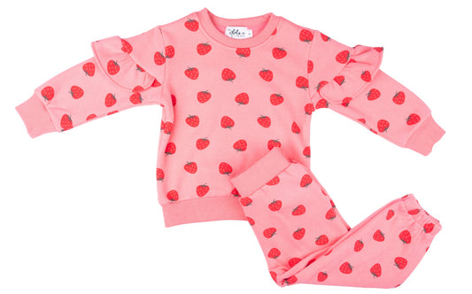 Strawberry Ruffle Joggers Set