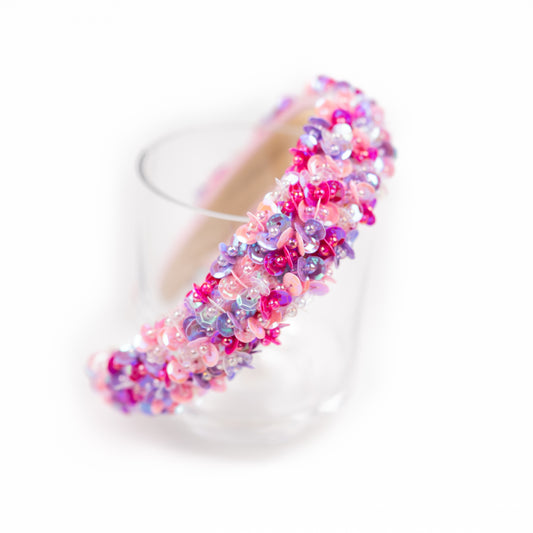 Pink and Purple 3D Sequin Headband