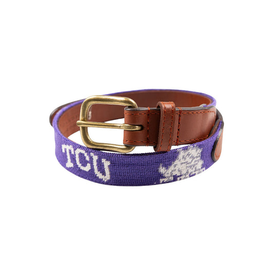 TCU Needlepoint Belt for kids made by Smathers and Branson