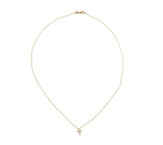 Tiny Cross Diamond Necklace- Yellow Gold