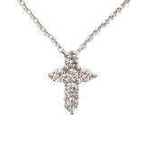 Tiny Cross Diamond Necklace- White Gold