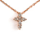 Tiny Cross Diamond Necklace- Rose Gold