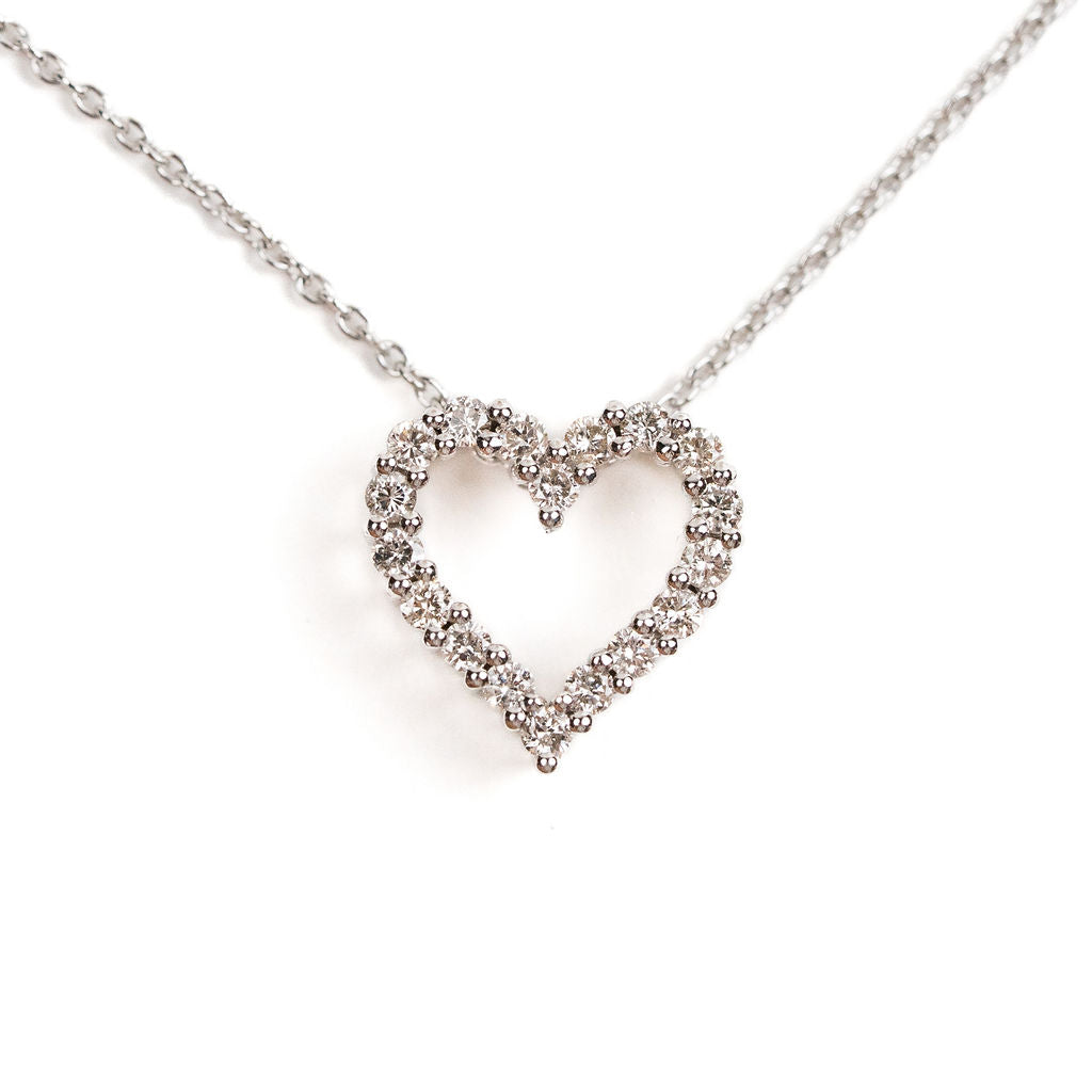 Heart Diamond Necklace- White Gold