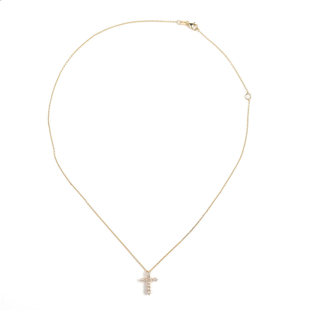 Diamond Cross Necklace- Yellow Gold