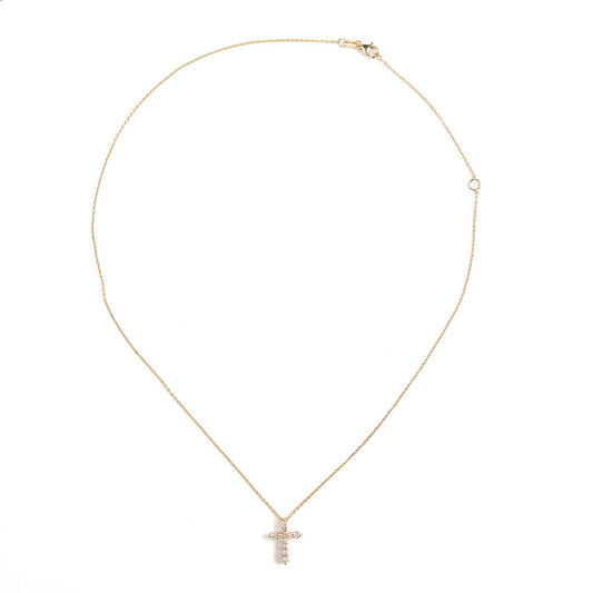 Diamond Cross Necklace- Yellow Gold