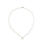 Tiny Cross Diamond Necklace- Rose Gold