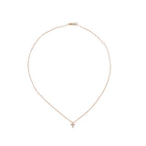 Tiny Cross Diamond Necklace- Rose Gold