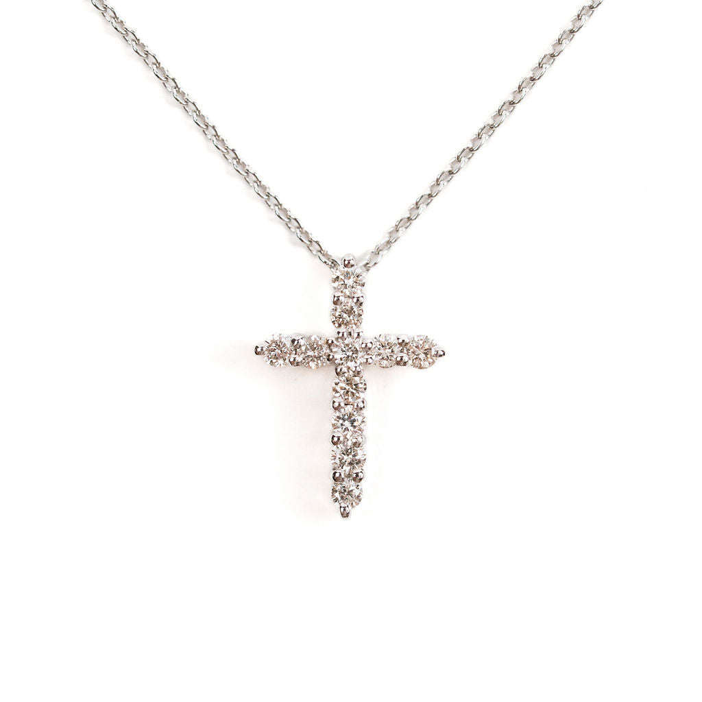 Diamond Cross Necklace- White Gold