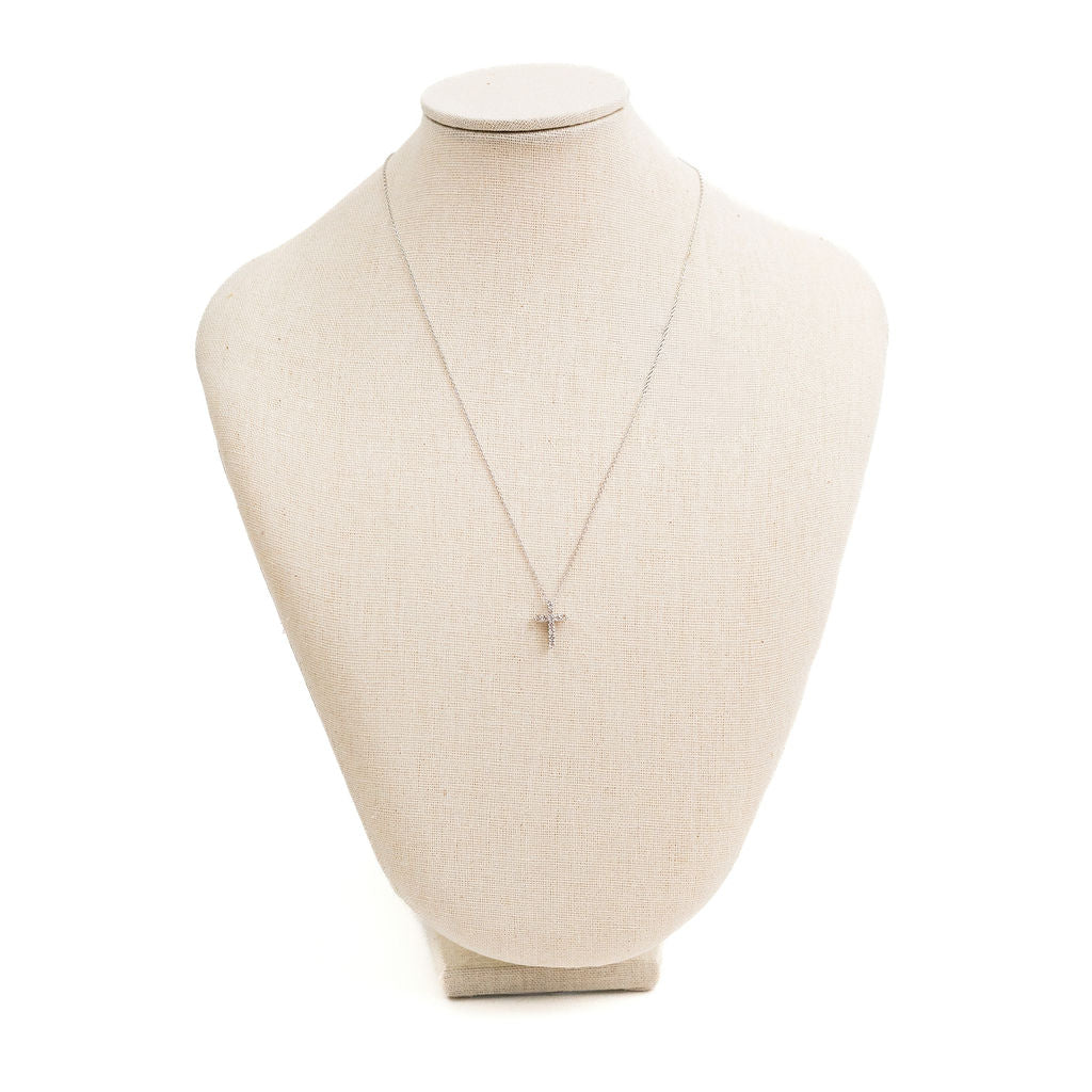 Diamond Cross Necklace- White Gold