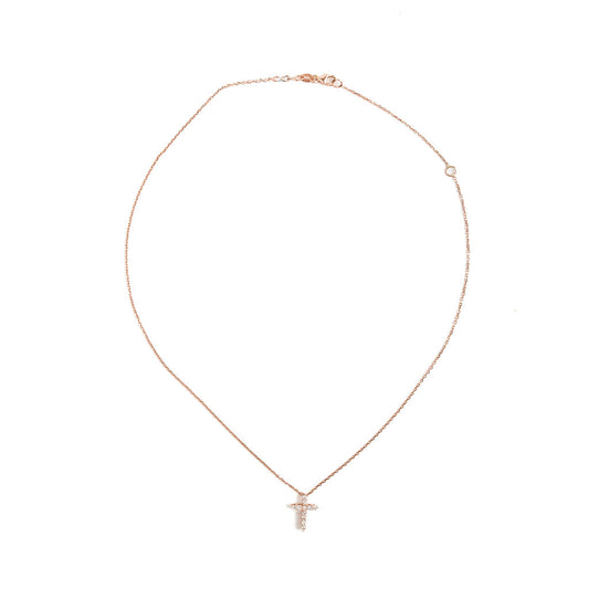 Diamond Cross Necklace- Rose Gold