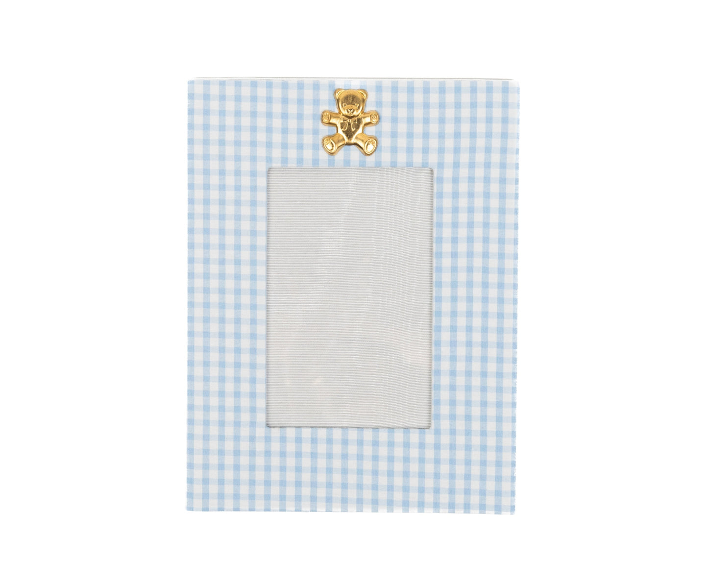 4 x 6 Frame With Medallion Bear- Blue Gingham