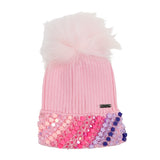Pink Charm Cuff Hat With Pom
