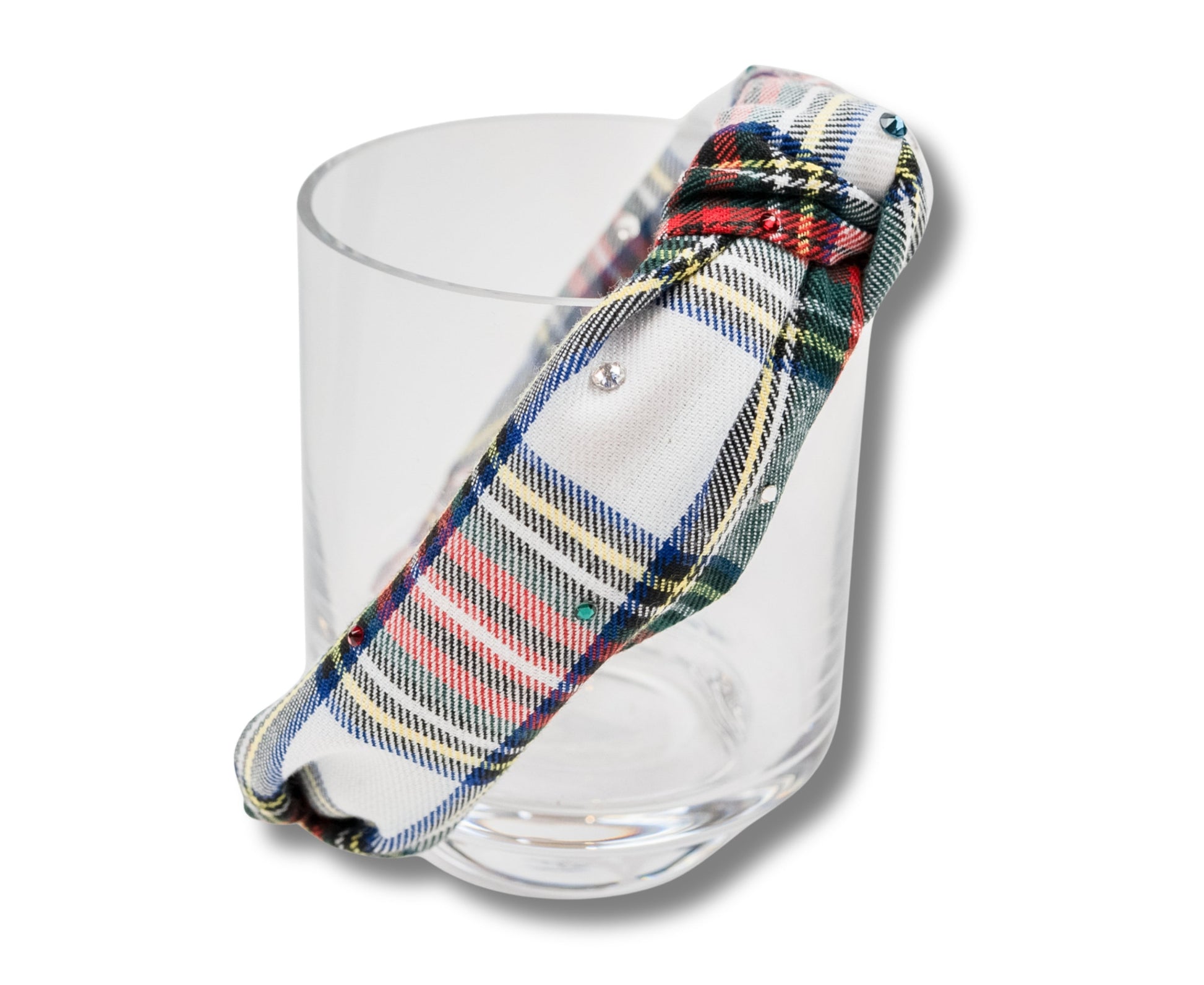 White Crystallized Plaid Knot Headband