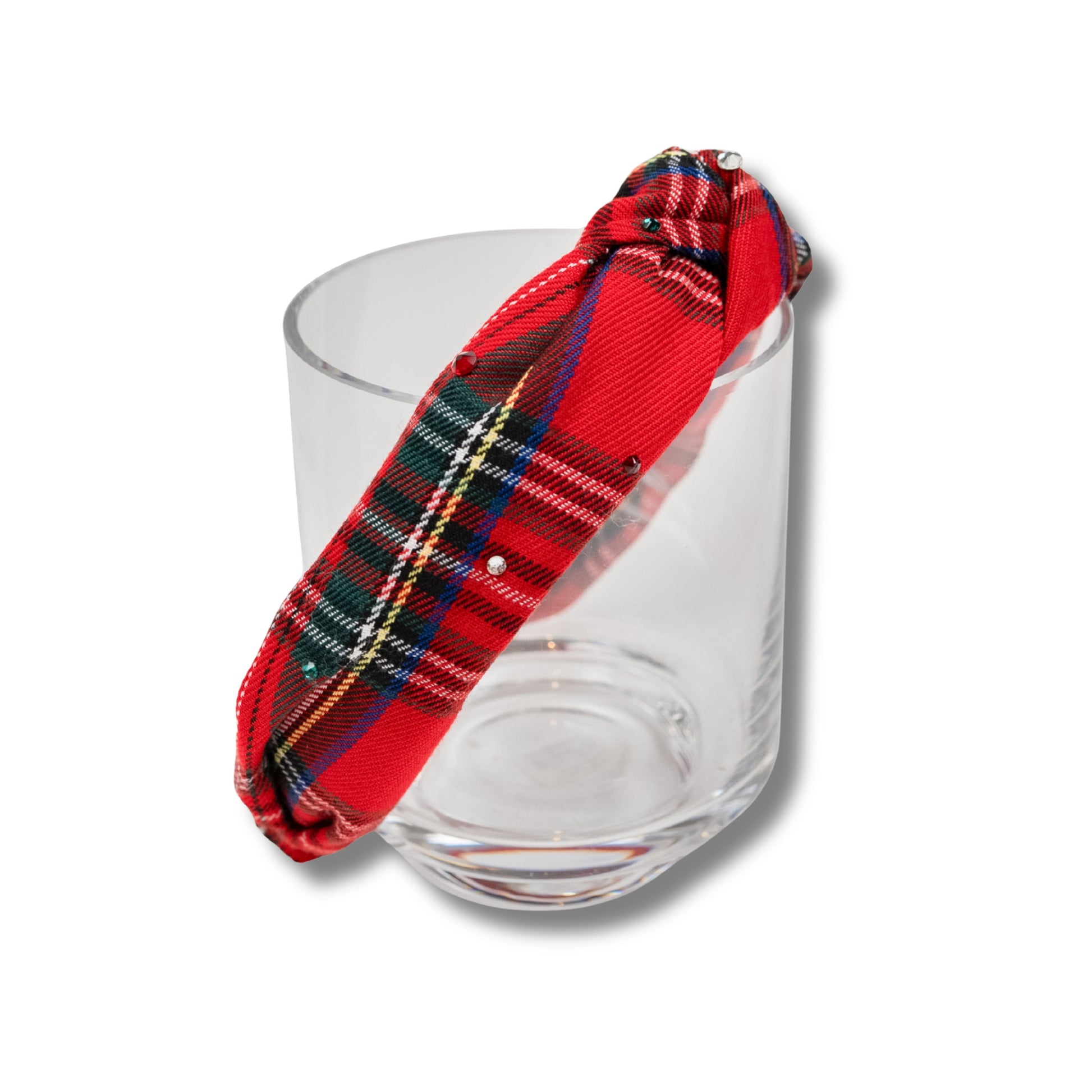 Red Crystallized Plaid Knot Headband