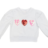 Red Sequin Heart Puff Sleeve Top