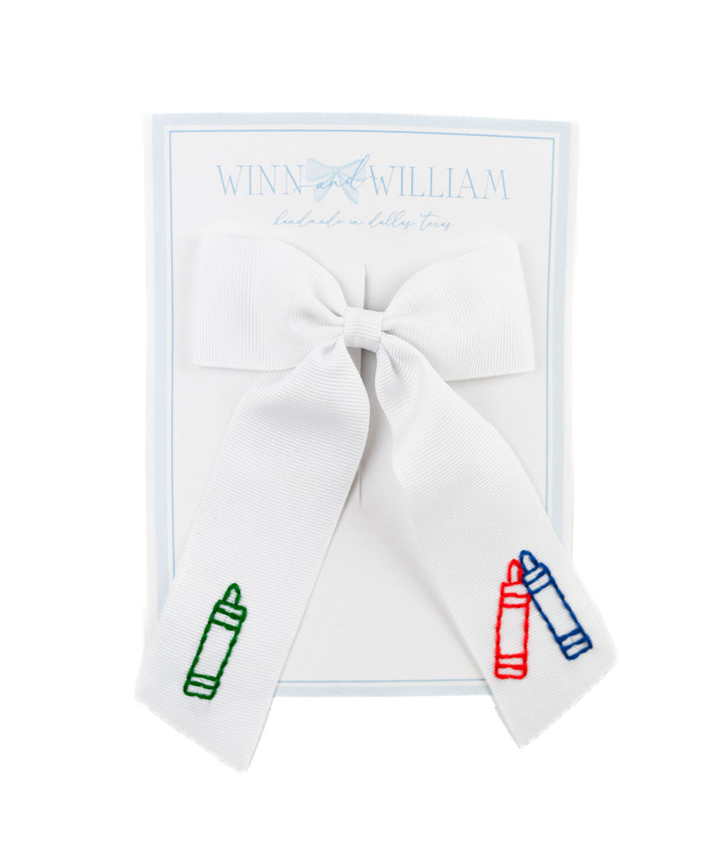 Winn and Williams Medium Crayon Bow - White 