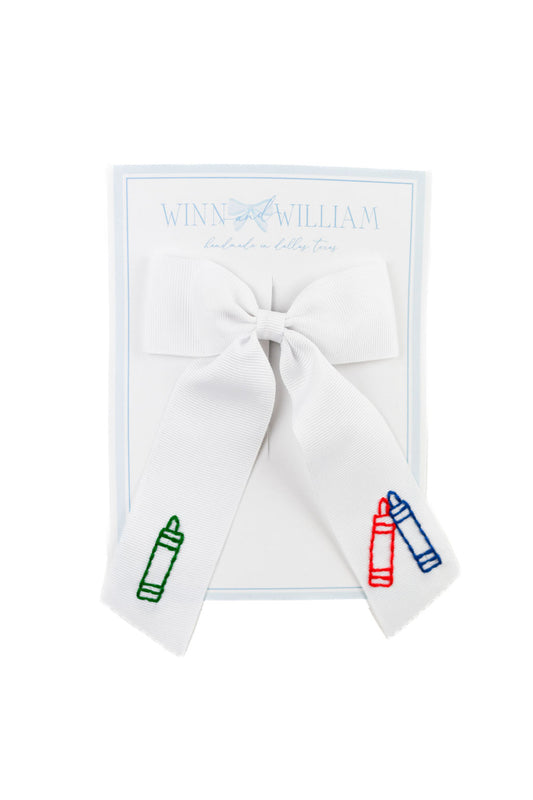 Winn and Williams Medium Crayon Bow - White 