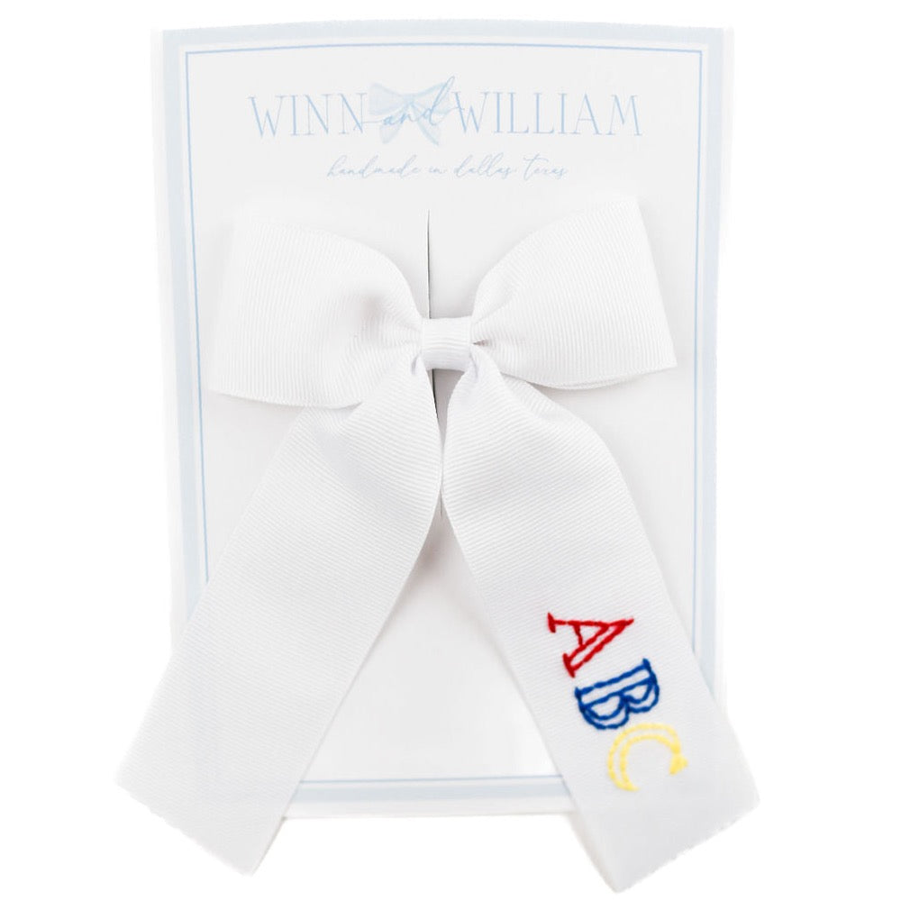 Winn and William  ABC Hair  Bow - White