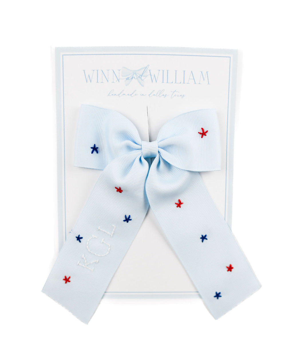 Medium Stars All Over Bow - Pale Blue