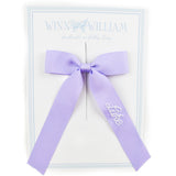 Winn and William hand stitched name hair bow